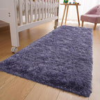 YJ.GWL Fluffy Runner Rugs for Bedroom Living Room Soft Shag Rug 2x6 Feet, Grey-Purple Plush Carpet Non Slip for Nursery Dorm, Fuzzy Bedside Rug for Kids Boys Room Home Decor
