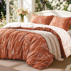 Love's cabin Terracotta Twin Comforter Set - Twin XL Size Comforter Set Dorm Bedding, 2 Pieces Cute Floral Bedding, Soft Reversible Flowers Comforter, 1 Comforter & 1 Pillow Sham