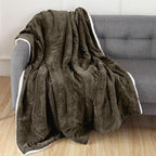 Elegant Comfort Throw Blanket, Reversible Sherpa Flannel, Ultra-Soft, Fuzzy, Cozy and Plush- All Season Lightweight Decorative Throw, 50 x 60 inches, Solid Sherpa Throw, Brown