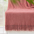 inhand Coral Pink Chunky Chenille Throw Blanket for Couch Bed, Mothers Day/Mom Birthday Gifts for Mom from Daughter Son,Soft Boho Knitted Blanket,Cozy Decor for Living Room,50"x60",Extra Thick