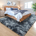 Noahas Large Fluffy 6x9 Area Rugs for Living Room Bedroom,Tie-Dyed Blue and Grey Thick Shag Throw Rug,Big Soft Shaggy Bedside Non-Slip Plush Dorm Nursery Kids Carpet