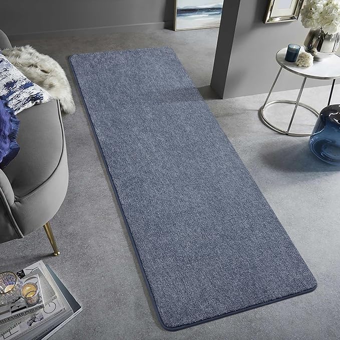 Keeko Soft 2x6 Runner Rug, Bedside Rugs for Bedroom Living Room Small Area Throw Rugs Indoor Runner Hallway Carpets Memory Foam Laundry Room Rug for Teen Kids Nursery Dorm Classroom Decor Blue
