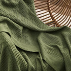 Bedsure Gentlesoft 100% Cotton Big Blanket Oversized King for Bed - Large Breathable Thick Waffle Weave Blanket for Summer, Couch Cover, Olive Green, 120x94 inches