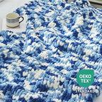 Amélie Home Chunky Knit Throw Blanket for Couch, Soft Chenille Handmade Crochet Throw Rope Knot Blanket for Couch, 50"x60", Space-Dyed Blue