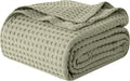 Elegant Comfort Premium 100% Cotton Waffle Blanket - Lightweight Breathable Waffle Weave Bed Blanket - Soft and Warm All Season Blanket for Couch, Sofa and Bed, Full Size 88x88 Inches, Sage