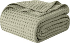 Elegant Comfort Premium 100% Cotton Waffle Blanket - Lightweight Breathable Waffle Weave Bed Blanket - Soft and Warm All Season Blanket for Couch, Sofa and Bed, TwinXL Size 68x90 Inches, Sage