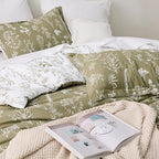 Bedsure Twin/Twin XL Comforter Set - Olive Green Bed Set, 2 Pieces Cute Floral Bedding, 1 Soft Reversible Botanical Flowers Comforter and 1 Pillow Sham