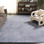 SAFAVIEH Washable Rug Faux Rabbit Fur Shag Collection - 8' x 10', Light Grey, Slip Resistant & Easy Cleaning, Ideal for Living Room, Bedroom, Dining Space (FRF976F)