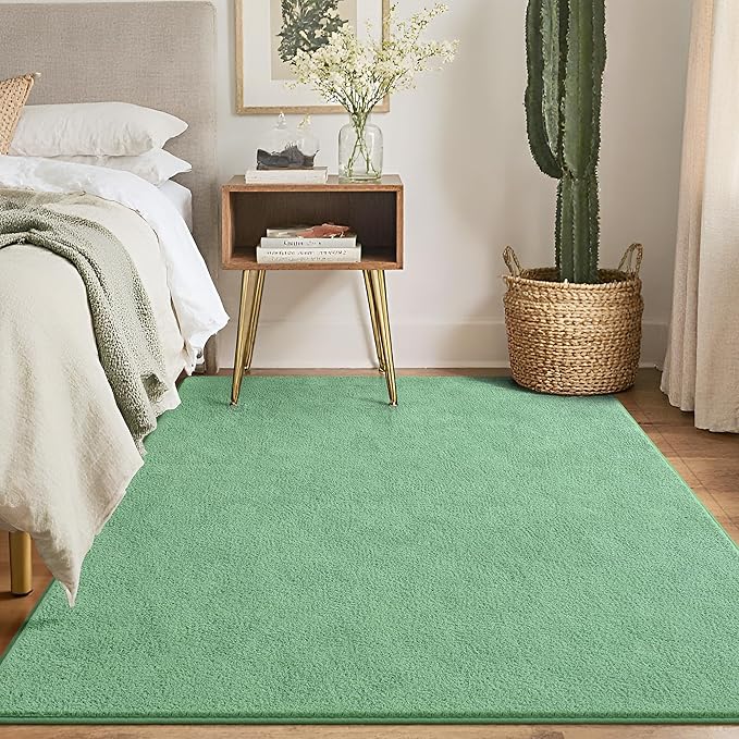 Keeko 5x7 Sage Green Area Rugs for Bedroom, Soft Modern Living Room Rug Indoor Non Slip Low Pile Washable Rug Fluffy Fuzzy Memory Foam Carpets Throw Rugs for Kids Nursery Classroom Dorm Room Decor