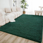 Litanika 4x6 Shag Area Rug for Living Room Bedroom, Emerald Dark Green High Pile Ultra Soft Plush Shaggy Furry Bedside Playroom Dorm Carpet, Non-Slip, Non-Shedding Modern Indoor Floor Rug