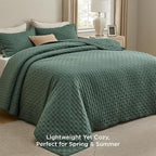 Bedsure Twin Quilt - Ultra Soft Twin XL Quilt Bedding for Dorm Decor, Lightweight All-Season Comforter, Dark Green Bedspread Coverlet with Clover Pattern, 68 x 86 Inches | Stitch-Free Quilting, Ultra Soft, Lightweight, Machine Washable, Pet-Friendly