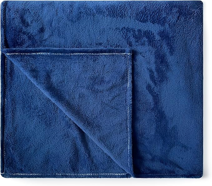 Fleece Blanket Full/Queen - 80x90 Inch Lightweight & Buttery-Soft Throw for Bed, Sofa, Camping | 300GSM Cloud-Touch Microfiber | Cozy Essentials for Travel & Movie Nights, (Navy)