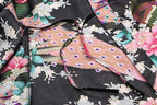 Women's Short Kimono Robes Bride and Bridesmaid Satin Floral Bathrobe Peacock Sleepwear Dressing Gown for Wedding Party