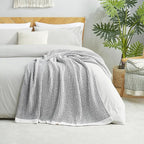 Amélie Home Knit Throw Blanket, Soft Chenille Cozy Breathable Pineapple Chunky Decorative Blanket for Couch, Bed & Sofa, French-Inspired Lightweight Warm Gift for Women, Gray, 60"x80"