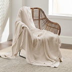 Bedsure Gentlesoft 100% Cotton Throw Blanket for Couch 50x70 inches - Breathable and Soft for Spring Summer, Waffle Weave Throw Blanket for Office, Light Beige