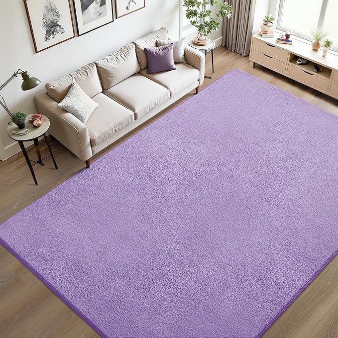 Keeko 4x6 Purple Area Rugs for Bedroom, Soft Modern Living Room Rug Indoor Non Slip Low Pile Washable Rug Memory Foam Carpets Throw Rugs for Kids Nursery Classroom Dorm Room Decor