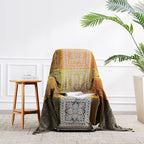 Boho Sofa Cover, Bohemian Throw Blanket Tassels Hippie Decor Covers Couch Chair loveseat Furniture Bed， Bohemian Tribal Fringe slipcover