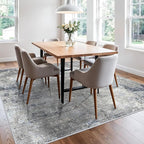 8x8 ft Square Living Room Rug – Washable Modern Neutral Abstract Area Rug for Bedroom, Dining Room, Kitchen – Non-Slip Soft Low-Pile Indoor Floor Carpet (Blue Grey,8x8)