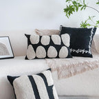 Black White Boho Chunky Tufted Pillow Cover, Neutral Decorative Oblong Throw Pillow Case, Geometric Woven Modern Sham for Bed Couch Living Room, 12x20 inches, 1PCS