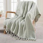 Home Soft Things Basket Weave Throw Blanket, Soft Cozy Warm Blanket with Braided Decorative Throw for Couch Sofa Outdoor Indoor, Silver, 50''x60
