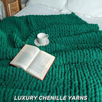 Chunky Knit Blanket - Luxury Soft Cozy 60 * 80 Throw Blanket,100% Woven Blanket Rope Knot Throw Blanket for Couch, Sofa, Home Decor, Gift - Machine Washable (Blackish Green, 60 * 80)