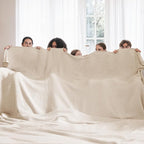 Bedsure Gentlesoft 100% Cotton Big Blanket Oversized King for Bed - Large Breathable Thick Waffle Weave Blanket for Summer, Couch Cover, Light Beige, 120x94 inches