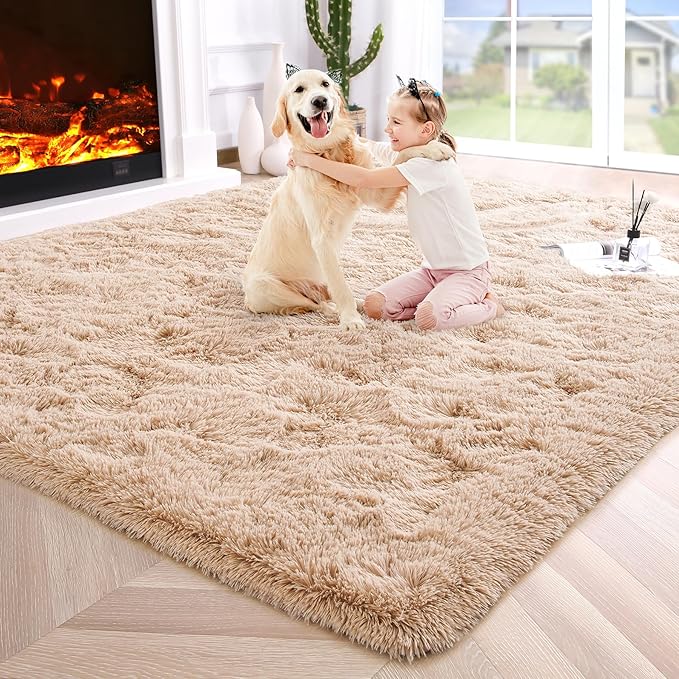 Noahas Extra Large 10x14 Area Rugs for Living Room,Fluffy Beige Bedroom Rug,Big Thick Plush Shag Non-Skid Soft Shaggy Throw Carpet