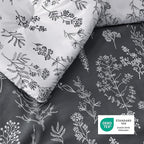 Bedsure California King Comforter Set - Dark Grey Bed Set, 3 Pieces Cute Floral Bedding, 1 Soft Reversible Botanical Flowers Comforter and 2 Pillow Shams