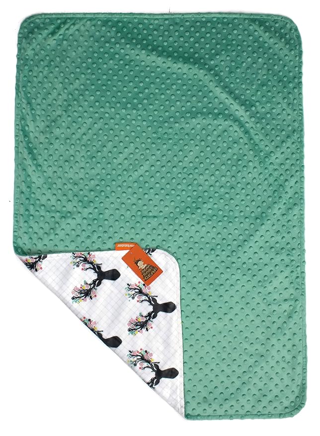 Dear Baby Gear - Reversible Baby Blankets - Soft Nursery Blanket for Newborn - Toddler Blankey - Throw Blanket for Boys & Girls - Infant Blankets - 40x30 (Girl Antler Flowers - Mint Dot)