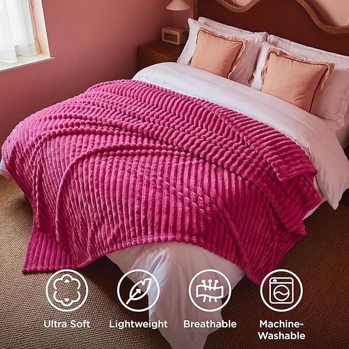Bedsure GentleSoft Hot Pink Full Blanket for Bed - Cozy Soft Blankets for Women, Cute Large Throws for Girls, 84x90 Inches