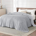 Bedsure GentleSoft Fleece Blanket California King Light Grey - Lightweight Plush Fuzzy Cozy Soft Bed Blankets, 102x96 inches