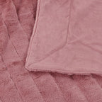 Striped Throw Blanket and Pillow Covers Set (No Inserts) for Couch and Bed, Plush Warm Lightweight Fuzzy Faux Fur Blanket for All Seasons (50" x 60", Dusty Rose)