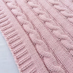 Chenille Chunky Knitted Throw Blanket with 14 pcs Pom Poms Tassel Super Soft Cozy Warm Blanket for Sofa Bed Soft Couch 50 x60 inches (Pink)?-¡­