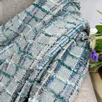 Multicolored Chenille Knitted Throw Soft Cozy Fluffy Reversible Boho Plaid Throw Blanket with Tassels for Couch Chair Bed Cover Living Room Bedroom Décor, 50" x 60", Gray Blue