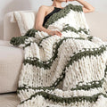 Luxury Chunky Knit Blanket Throw, Handmade Thick Chenille Yarn Throw 50x60, Cable Knit Crochet Blanket, Decorative Cozy and Soft Crochet Throw Blanket for Couch Home Decor