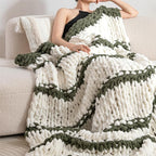 Luxury Chunky Knit Blanket Throw, Handmade Thick Chenille Yarn Throw 50x60, Cable Knit Crochet Blanket, Decorative Cozy and Soft Crochet Throw Blanket for Couch Home Decor