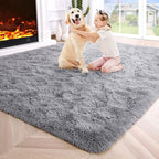 Noahas Fluffy Grey 4x6 Area Rugs for Bedroom Living Room,Thick Shag Throw Floor Carpet,Soft Shaggy Bedside Non-Slip Plush Dorm Nursery Kids Rug