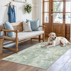 3x4 Washable Entryway Area Rug – Non-Slip Modern Abstract Small Area Rug for Kitchen, Bedroom, Bathroom – Soft Low-Pile Thin Indoor Door Mat (Sage Green,3x4)