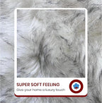 LAMBZY Bear Skin Rug Super Soft Fluffy Faux Fur for Bedroom Floor Sofa Living Room High-Density Plush Shaggy Carpet Sofa Cover Bedside Sheepskin Rug (6'x9', White/Black)