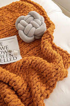 Chunky Knit Blanket Soft Chenille Yarn Knitted Throw Blanket 50"X60" Handmade Cable Warm Thick Giant Blanket for Couch Bed Trips (Burnt Orange, Throw 50¡°x60¡±)¡­