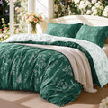 Love's cabin Emerald Comforter Set Queen - Queen Size Comforter Set, 3 Pieces Cute Floral Bedding Sets for All Seasons,1 Soft Reversible Botanical Flowers Comforter and 2 Pillow Shams