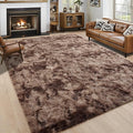 Noahas Fluffy 4x6 Area Rugs for Bedroom Living Room,Tie-Dyed Brown Thick Shag Throw Floor Carpet,Soft Shaggy Bedside Non-Slip Plush Dorm Nursery Kids Rug