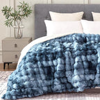 50x60 Inches Ultra-Soft Fuzzy Faux Fur Plush Throw Blanket - Thick, Warm Sherpa for Couch, Sofa, Bedroom, Camping - Decorative Blanket for Cozy Warmth, Bubble Dark Blue Tie Dye