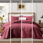 IR Imperial Rooms 10 Pack Queen Quilt Bedding Set (90" x 96") - Bulk Wholesale for Hotels, Guest Bedroom & Airbnbs - Lightweight Microfiber Reversible Floral Embossed Quilts Bedspreads (Burgundy)
