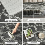 Litanika 8x10 Geometric Shag Area Rug for Bedroom, Dark Grey and White High Pile Ultra Soft Plush Shaggy Furry Bedside Playroom Dorm Carpet, Non-Slip, Non-Shedding Indoor Floor Rug
