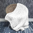 Adyrescia Chunky Knit Blanket Throw | 100% Hand Knit with Jumbo Chenille Yarn (40"x50", Bright White)