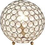 Elegant Designs LT1026-ABS 8" Elipse Crystal Collection Metal Crystal Ball Sequin Table Desk Lamp for Accent Lighting, Décor, Living Room, Antique Brass