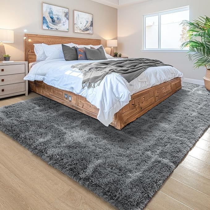 Noahas Large Fluffy 5x8 Area Rugs for Living Room Bedroom,Soft Grey Thick Shag Throw Rug,Big Shaggy Bedside Non-Slip Plush Dorm Nursery Kids Carpet