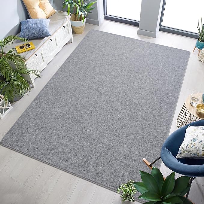 Keeko Area Rugs for Living Room Bedroom 6x9 Grey, Soft Modern Large Rugs Indoor Non Slip Fluffy Rug Minimalist Low Pile Washable Carpet Rug for Kids Boys Girls Dorm Classroom Nursery Home Decor