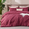 Bedsure King Size Comforter Set - Dark Red King Comforter Set, Soft Bedding for All Seasons, Cationic Dyed Bedding Set, 3 Pieces, 1 Comforter (104"x90") and 2 Pillow Shams (20"x36"+2")